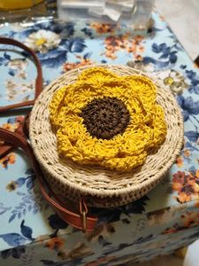 Mauritius Bamboo Yellow Flower Bag With Sling