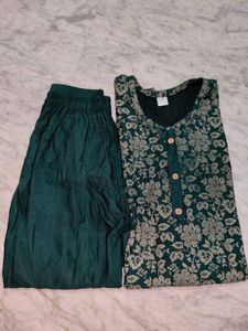 Green Floral Kurta Set