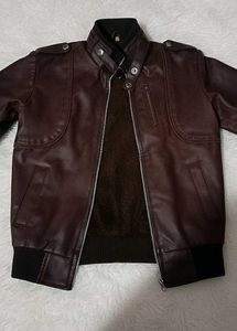 brown leather jacket