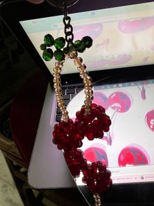 Cherry Beaded Keychain