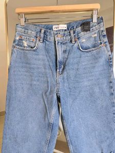 ZARA Ripped Straight Leg Jeans - Loose Fit