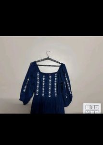 Blue Embroidered Top