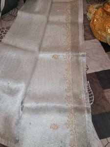 Elegant Silver Work Saree
