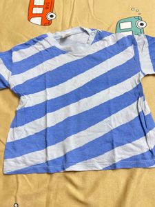 H&M Blue Striped And Cream  Baby Tee -pack Of 2