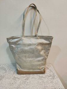 Silver Metallic Tote Bag