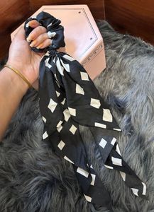 Black &amp; White Patterned Scarf Scrunchie