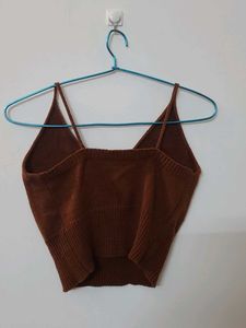 Brown Knit Crop Top