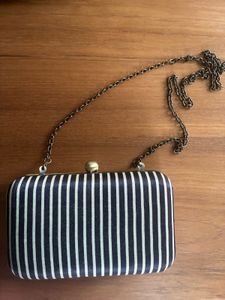 Nicobar Striped Clutch with Chain