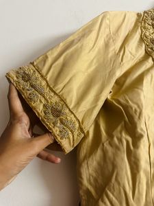 Gold Blouse with Embroidery Detail