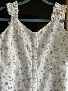 Size 34-36, Floral Ruffle Strap White Dress