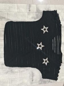 Star Embellished Black Top