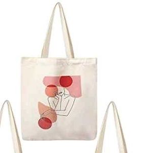 Abstract Face Embroidered Tote Bag