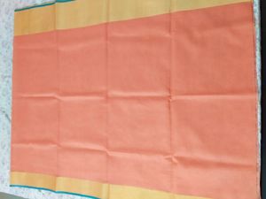 Peach Colour Sare With Stitched Blouse