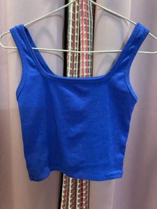 Blue Ribbed Tank Top