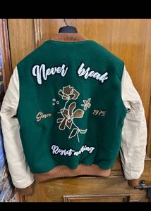 ZARA GREEN WOOL VARSITY JACKET S