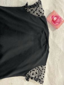 Black Top With Beautiful Net Sleeves