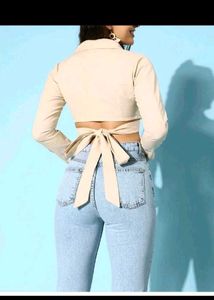 Beige waist wrap top