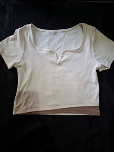 Cute Beige Crop Top