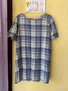 Plaid Shift Tunic Top For Homewear