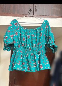 “Tokyo Talkies” Floral Green Top