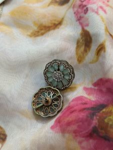 Mint Green Flower Earrings