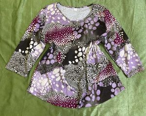 Abstract Print 3/4 Sleeve Top