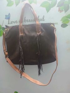 Brown Suede Fringe Laptop Bag