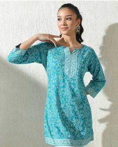 Elegant Blue Embroidered Kurti