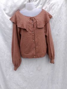 Ruffled Collar Knit Cardigan