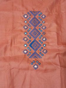 Dress Material Navy Blue Rust Combination