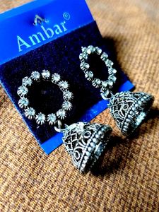 Silver Jhumka Earrings
