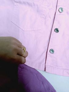 max Pink Denim Button-Down Dress