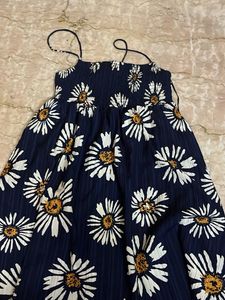 Navy Blue backless floral dress