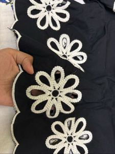 Black Floral Embroidered Top- XS Size