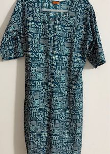 Indigo Blue Handblock Printed Straight Kurti