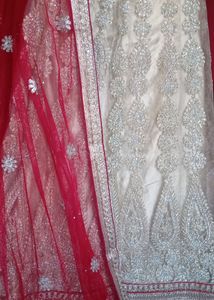 Beautiful Golden Lehnga With Red Dupatta