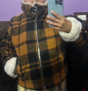 H&amp;M Jacket With A Faux Fur Collar