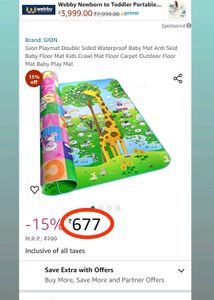 Price Drop On Waterproof Kids Play/ Crawl Floor Ma