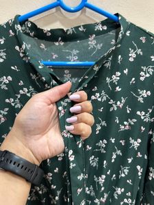 PRICES DROPPED !Classy Dark Green Floral Dress