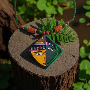 Unique Handmade Terracotta Tribal Face Jewelry Set