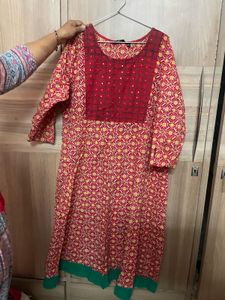 Red Printed Kurta