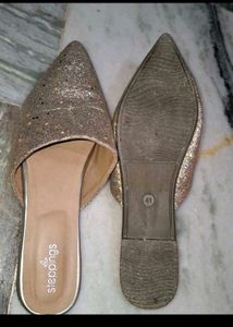 Sparkling Gold Steppings Mules n very comfortable