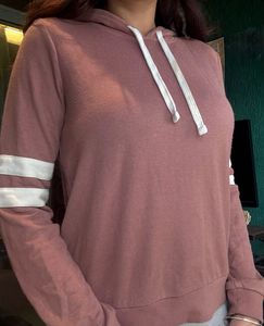 Mauve Hoodie with Stripes