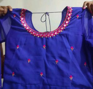 Blue Anarkali With Pink Dupatta ❤️