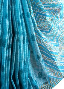 Huge Price Drop💥New Designer Sky Blue Paper Saree