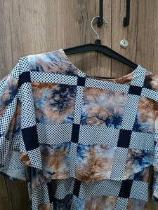 Patterned Pancho Sleeve Top