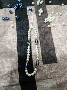 Eye Beads And Pearl Phone Charm