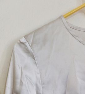 Beige Silk Peplum Top