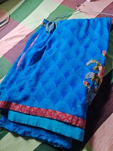 Blue Floral Print Saree
