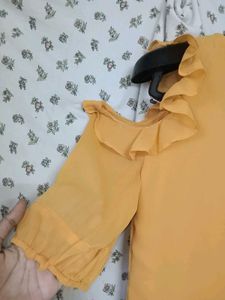 Yellow Ruffle Sleeve Dress